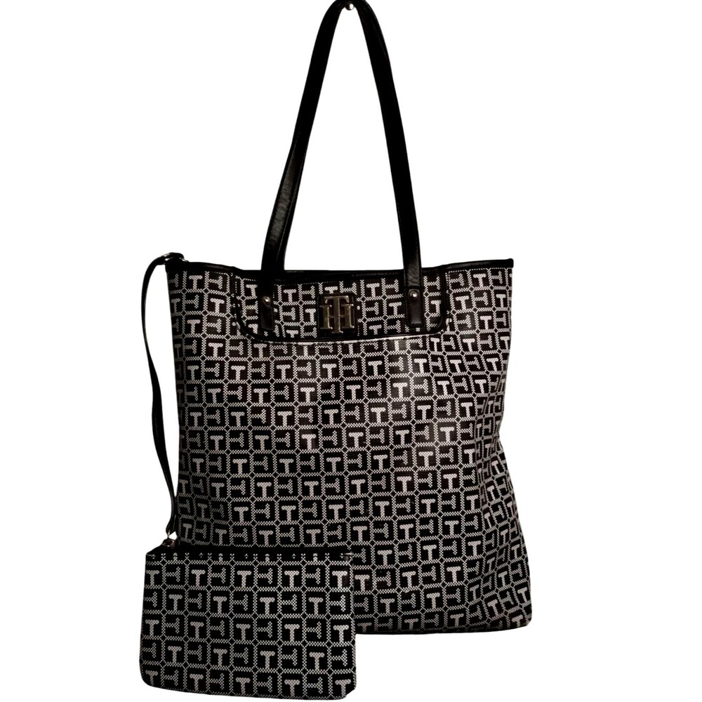 Tommy Hilfiger Black & Grey TH Tote Bag with Sunglass Case - Picture 2 of 5